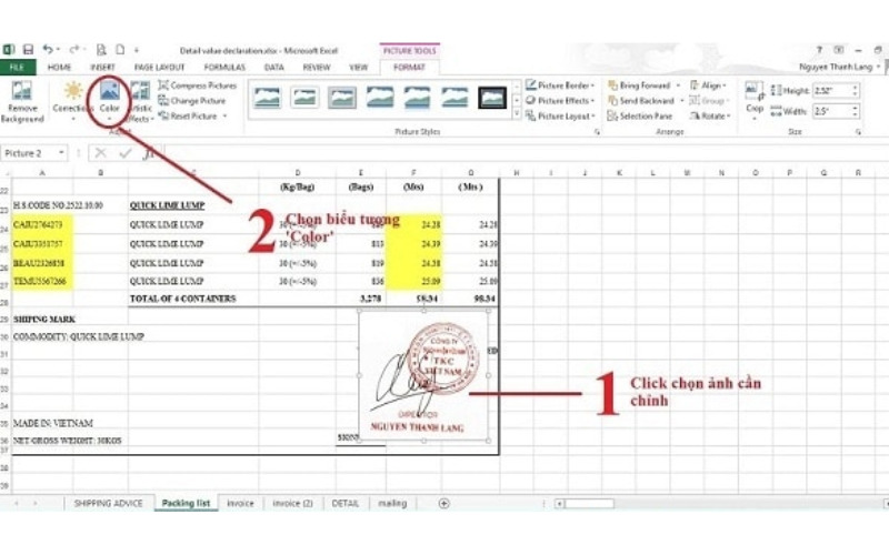 scan chữ ký online vào Excel