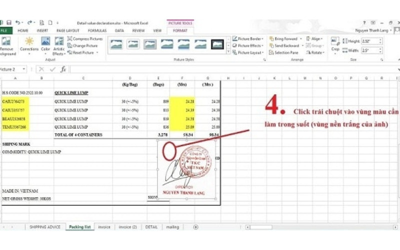 scan chữ ký online vào Excel