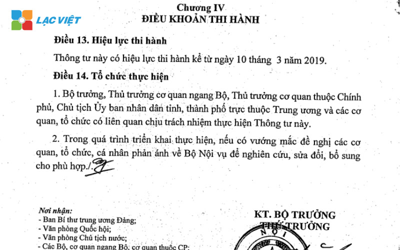 nội dung chính của Thông tư 02/2019/TT-BNV