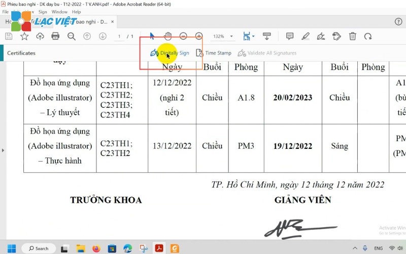 ký chữ ký số trên file pdf adobe reader