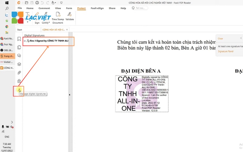 Cách kiểm tra chữ ký số trên file PDF Foxit Reader