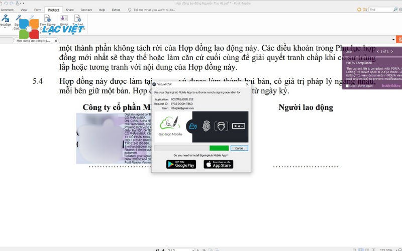 ký chữ ký số trên file pdf foxit reader