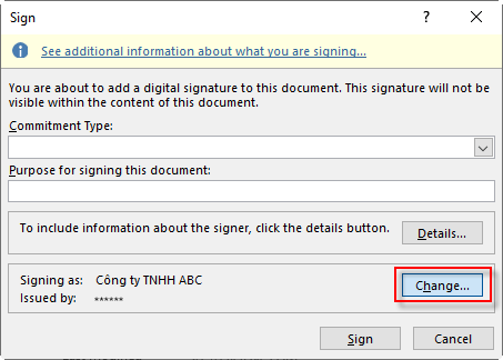 cách ký chữ ký số trên file excel