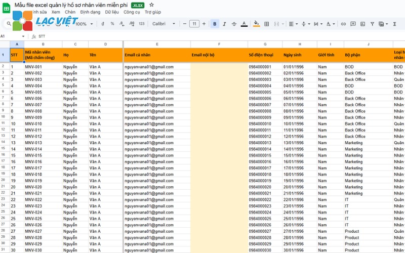 file excel quản lý hồ sơ miễn phí