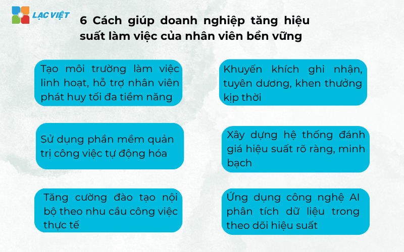 Cách giúp doanh nghiệp tăng hiệu suất làm việc của nhân viên bền vững