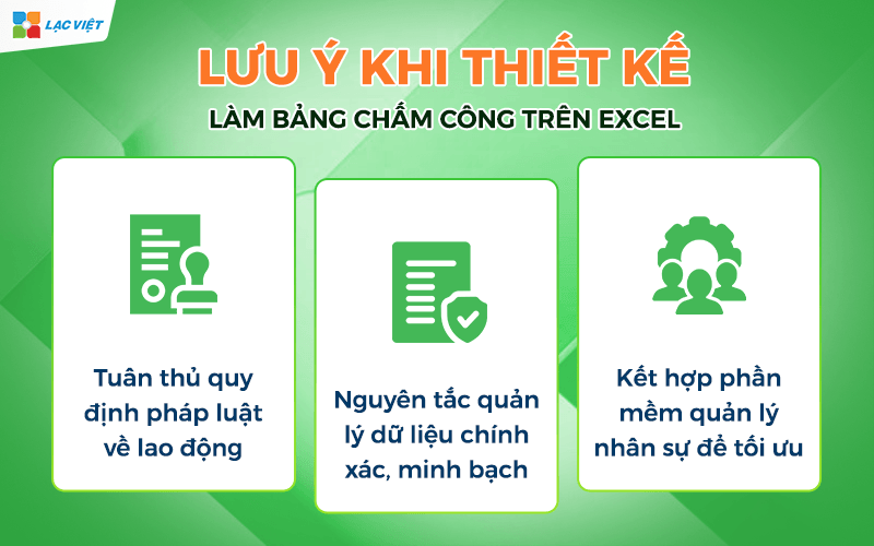 Lưu ý khi thiết kế làm bảng chấm công trên excel