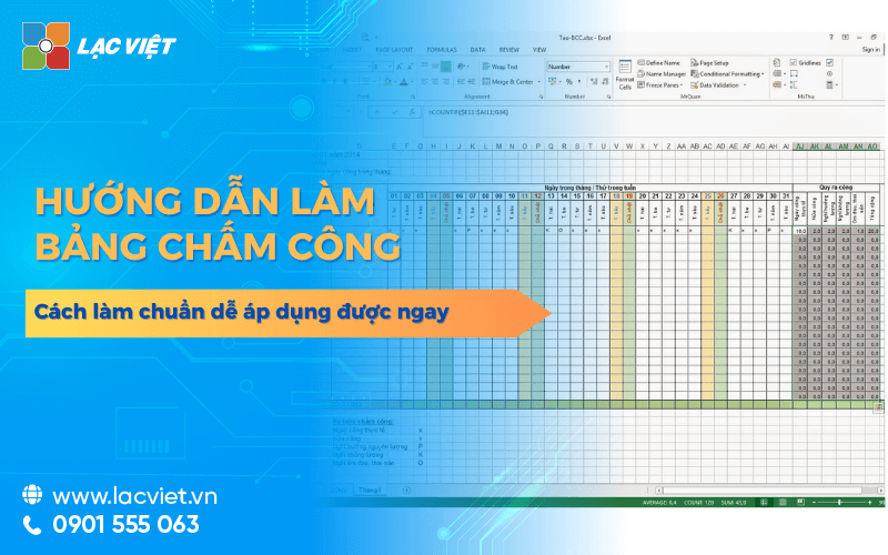 Hướng dẫn cách làm bảng chấm công trên excel chuẩn, dễ áp dụng ngay