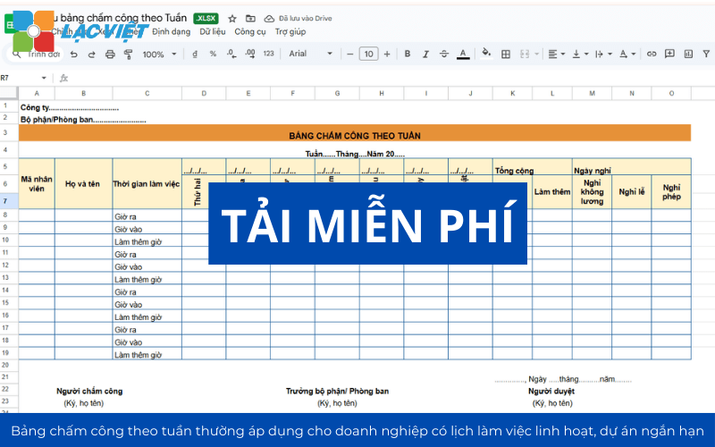 Mẫu bảng chấm công file excel/word