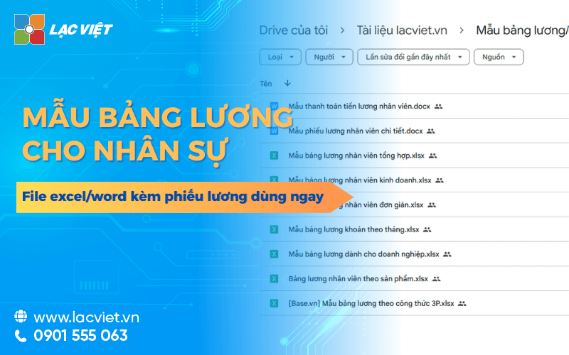Mẫu bảng lương nhân viên excel/word 2025 kèm phiếu lương dùng ngay