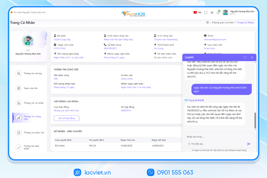 Phần mềm nhân sự Lạc Việt SureHCS HRM