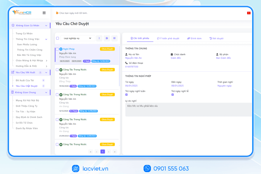Phần mềm nhân sự Lạc Việt SureHCS HRM