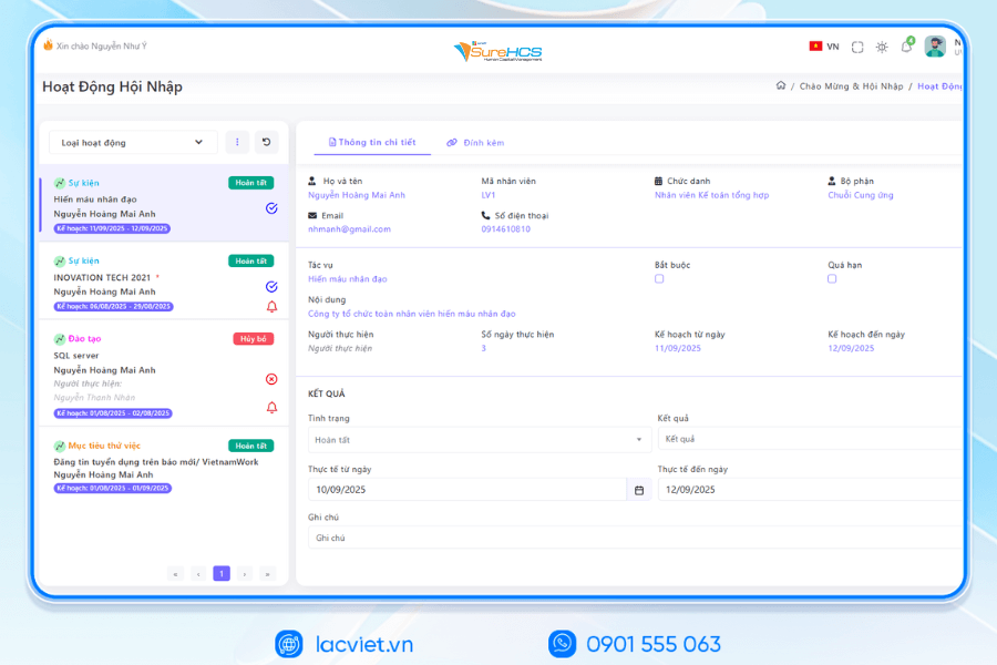 Phần mềm nhân sự Lạc Việt SureHCS HRM