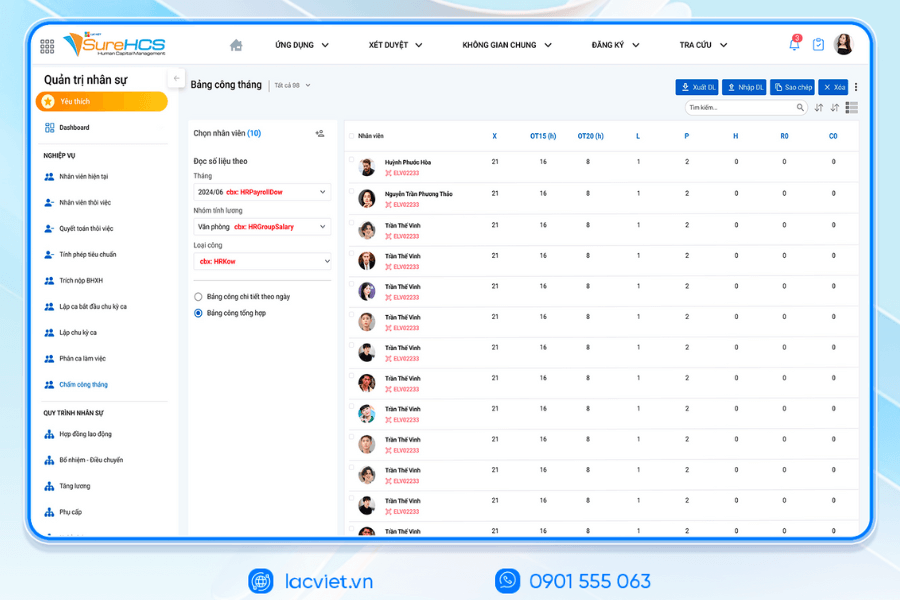 Phần mềm nhân sự Lạc Việt SureHCS HRM