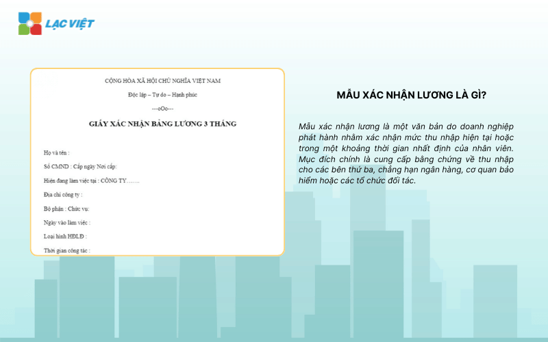 Mẫu xác nhận bảng lương