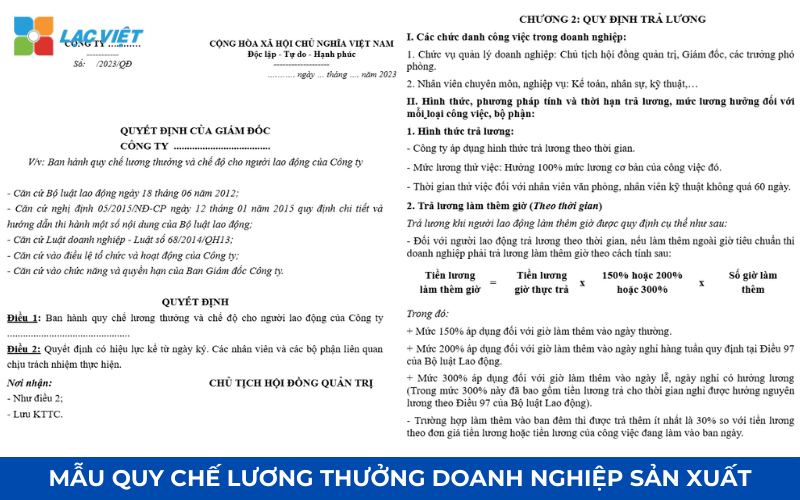 Mẫu quy chế lương cho doanh nghiệp ngành sản xuất