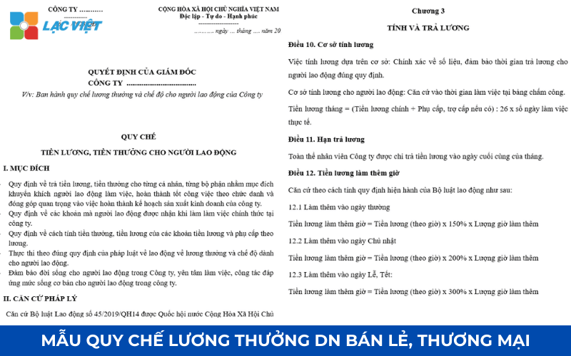 Mẫu quy chế lương cho doanh nghiệp bán lẻ / thương mại