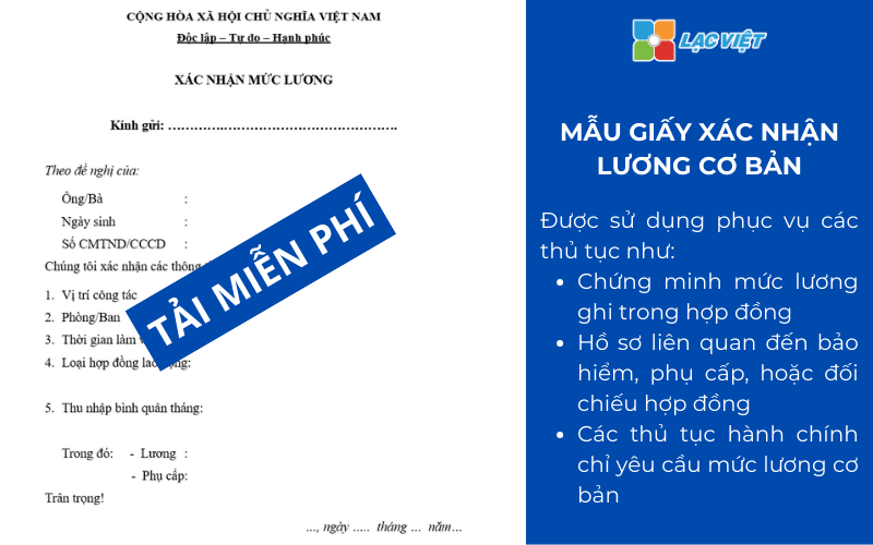 Mẫu xác nhận lương công ty 