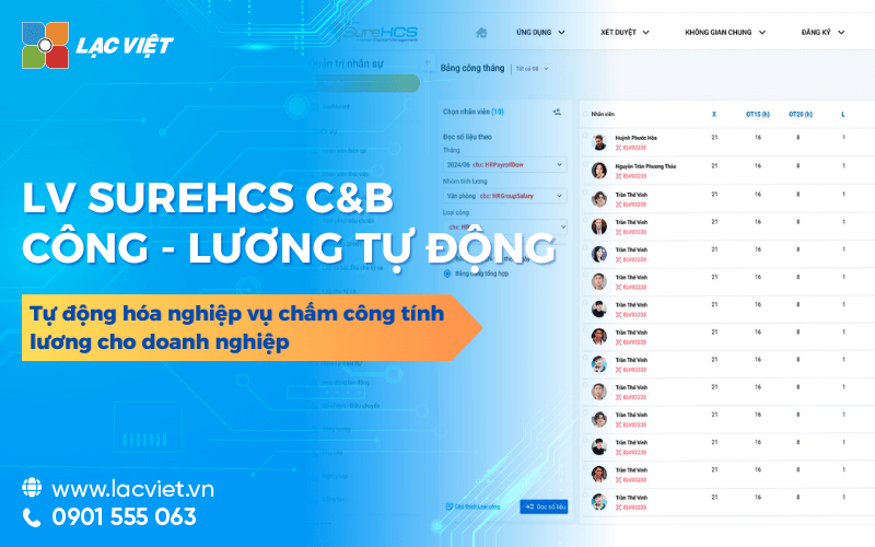 LV SureHCS C&B chấm công tính lương tự động hóa mọi nghiệp vụ cho doanh nghiệp