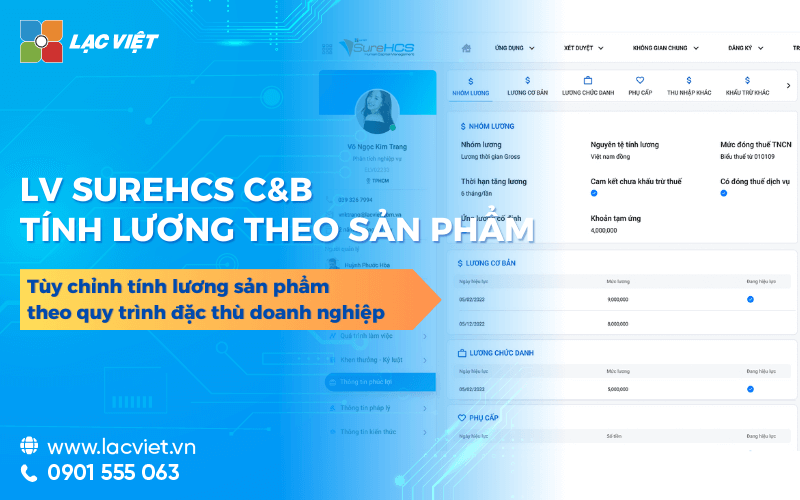 Lạc Việt SureHCS C&B tính lương theo sản phẩm tùy chỉnh theo đặc thù doanh nghiệp