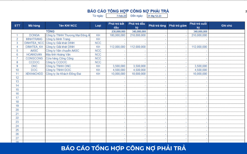 File quản lý công nợ bằng Excel miễn phí: Tải ngay mẫu bảng công nợ chuyên nghiệp cho doanh nghiệp