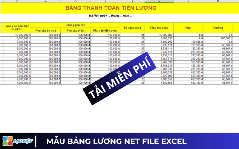 Mẫu bảng lương Excel
