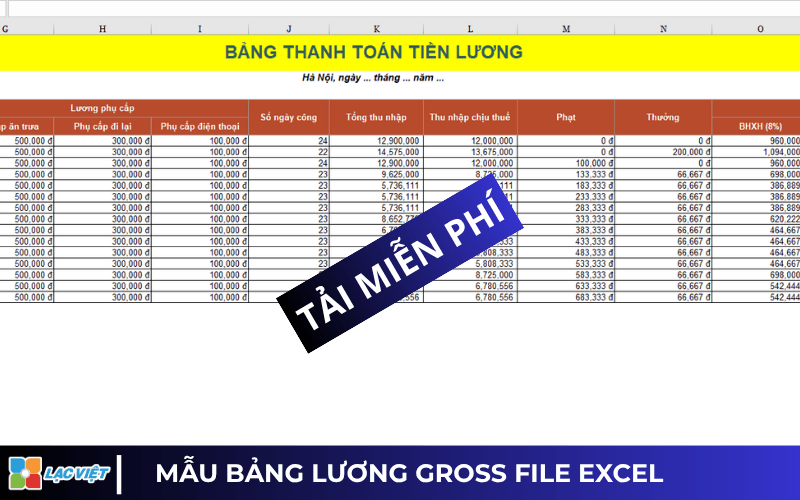 Mẫu bảng lương Excel