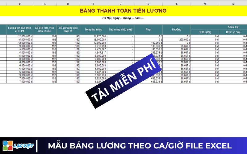 Mẫu bảng lương Excel