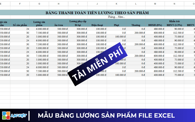 Mẫu bảng lương Excel