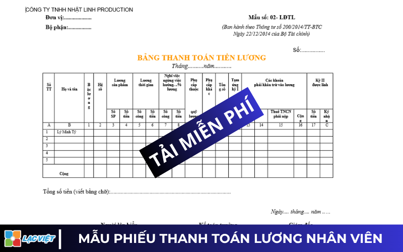 Mẫu bảng lương Excel