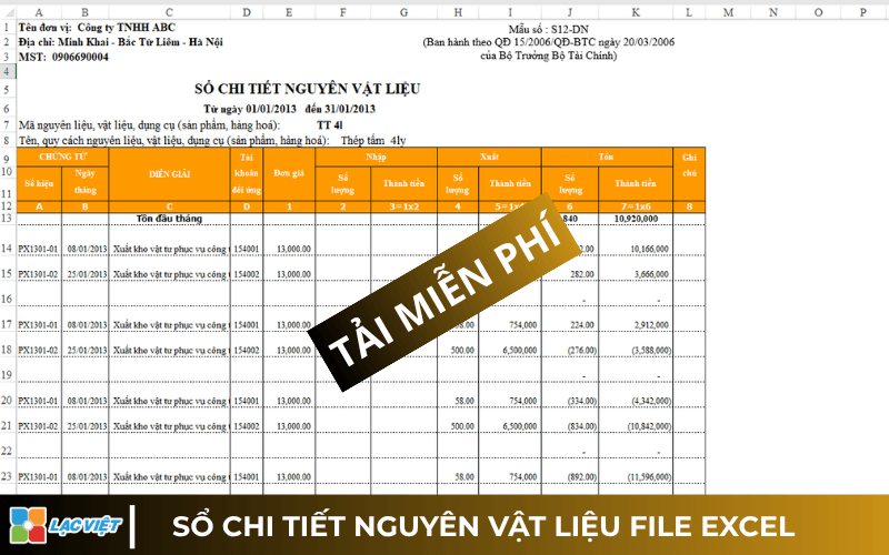 Mẫu báo cáo tồn kho