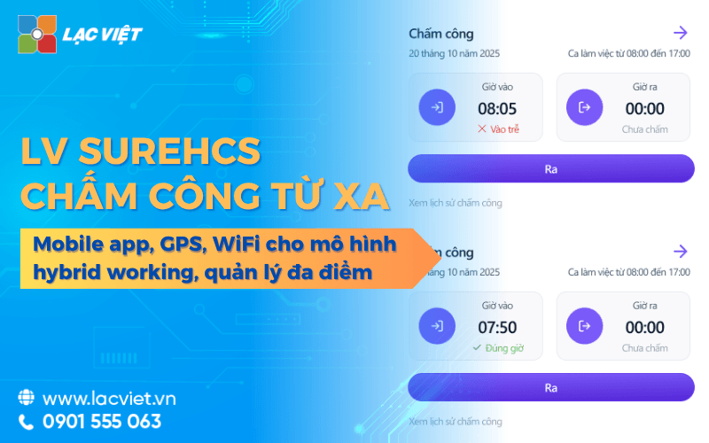 Giải pháp chấm công từ xa LV SureHCS toàn diện cho doanh nghiệp đa chi nhánh