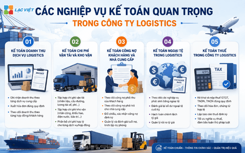 Các nghiệp vụ kế toán quan trọng trong công ty logistics