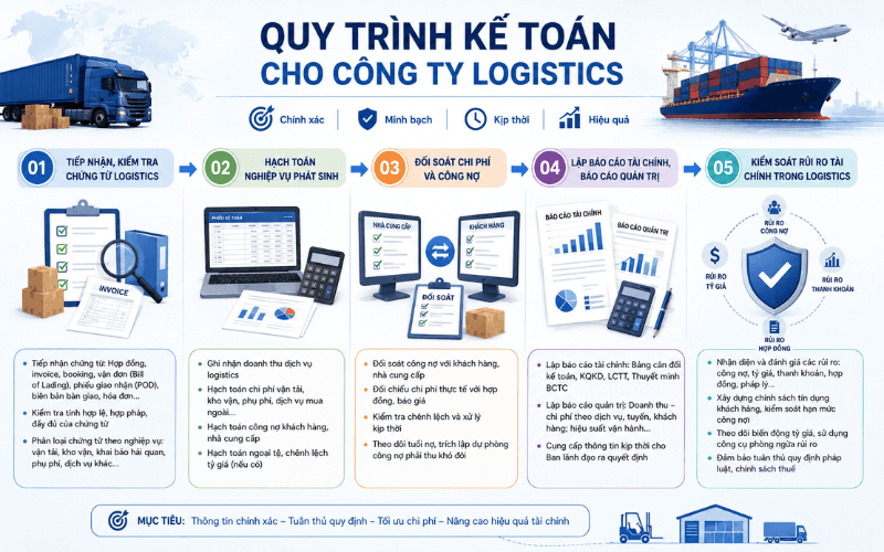 Quy trình kế toán cho công ty logistics