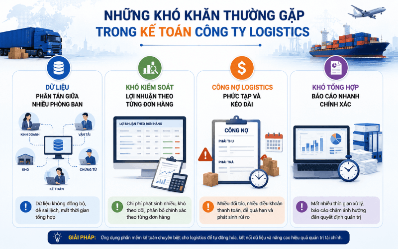 Những khó khăn thường gặp trong kế toán công ty logistics