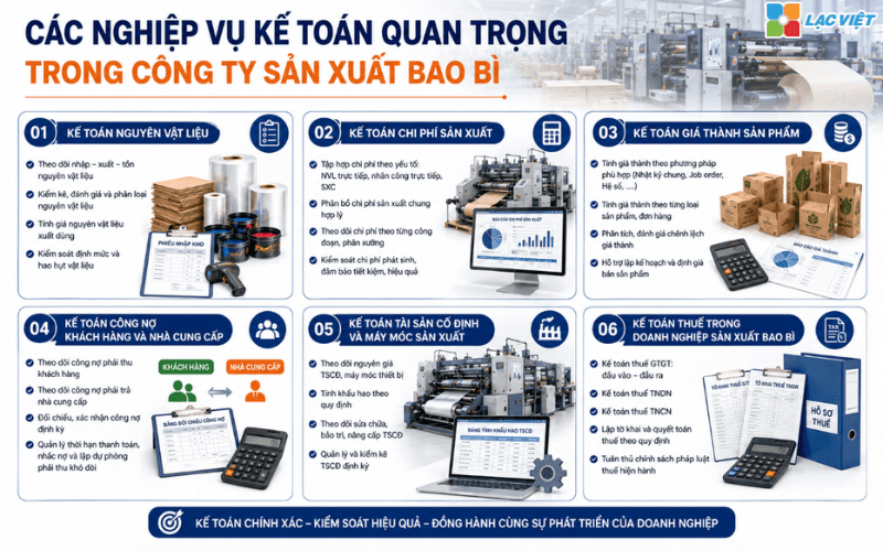 Các nghiệp vụ kế toán quan trọng trong công ty sản xuất bao bì