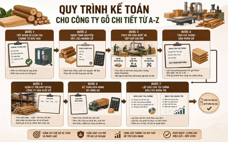 Quy trình kế toán cho công ty sản xuất gỗ