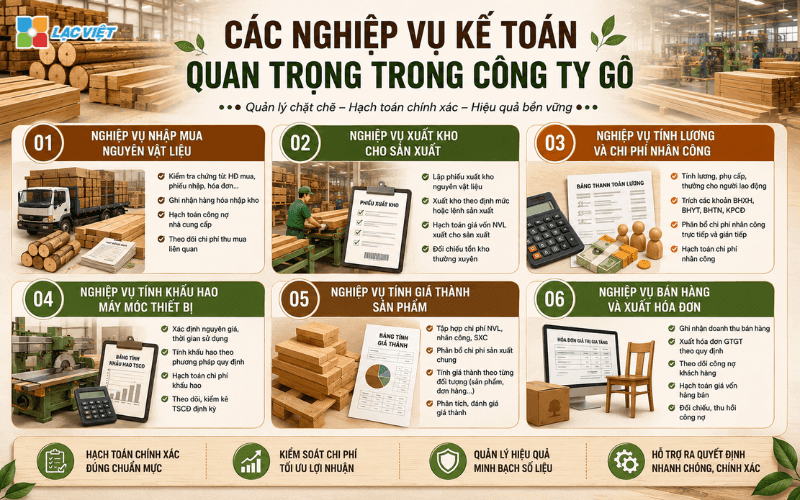 Các nghiệp vụ kế toán quan trọng trong công ty gỗ