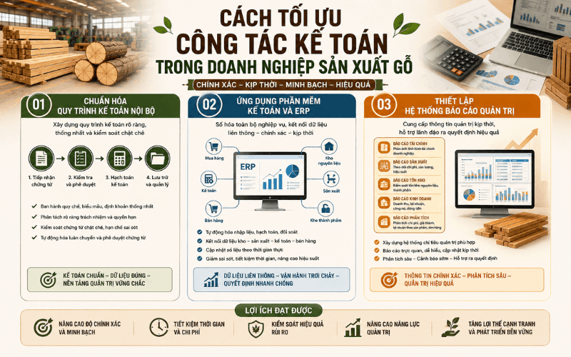 Cách tối ưu công tác kế toán trong doanh nghiệp sản xuất gỗ