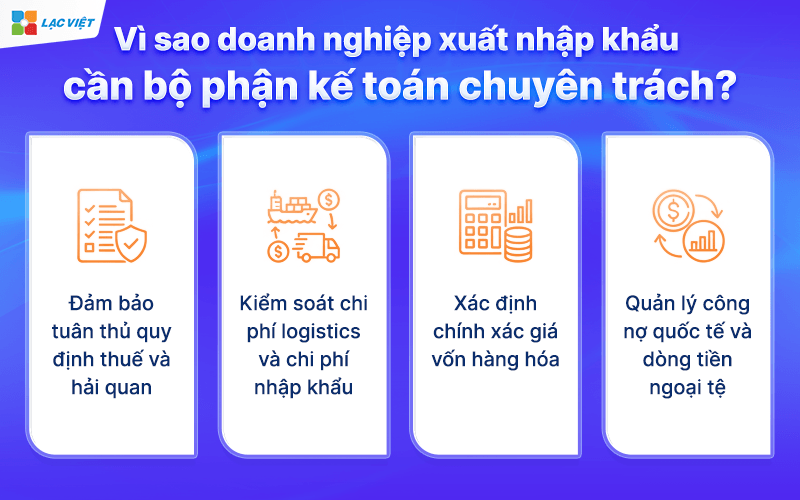Vì sao doanh nghiệp xuất nhập khẩu cần bộ phận kế toán chuyên trách?