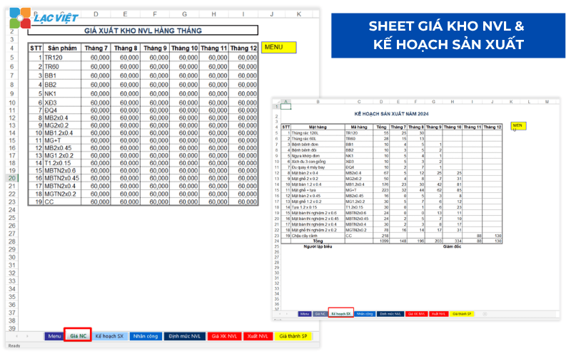 File excel tính giá thành công ty sản xuất
