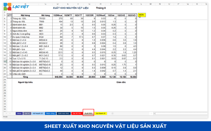 File excel tính giá thành công ty sản xuất