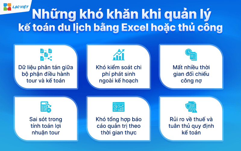 Những khó khăn khi quản lý kế toán du lịch bằng Excel hoặc thủ công